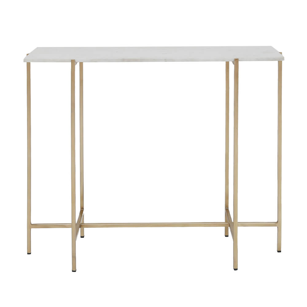 Ida White Marble Top Console Table: Gold Frame