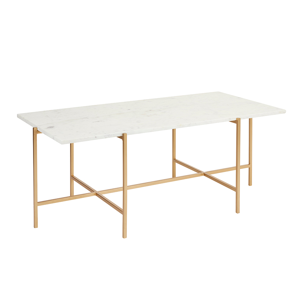 Ida White Marble Top Coffee Table: Gold Frame