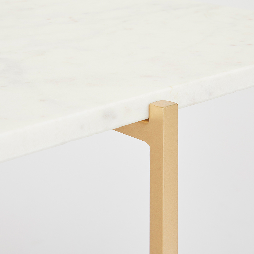 Ida White Marble Top End Table: Gold Frame