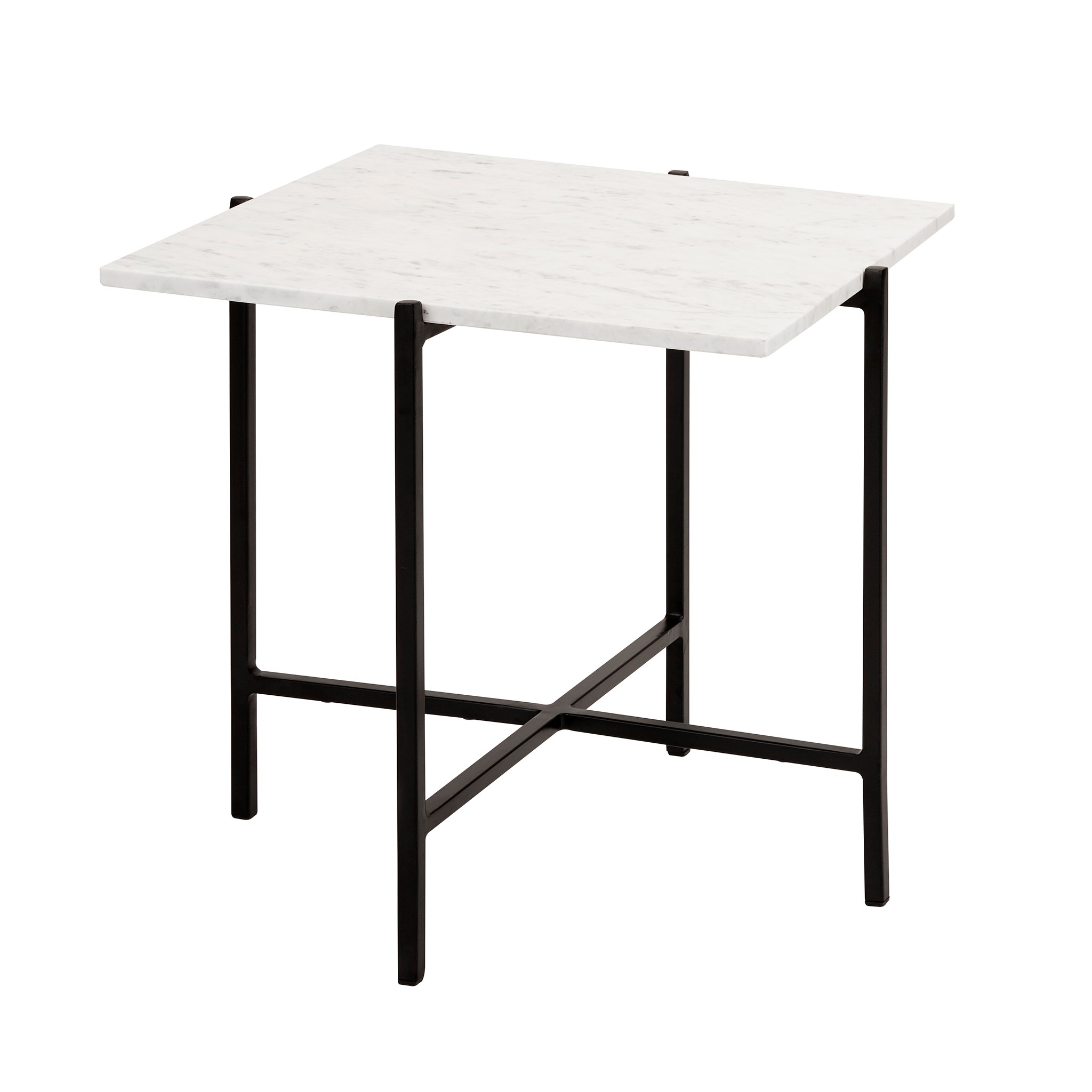 Ida White Marble Top End Table: Black Frame