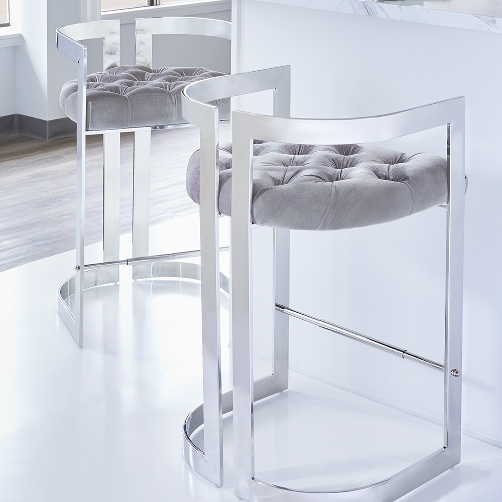 Majestic Counter Chair: Grey Velvet