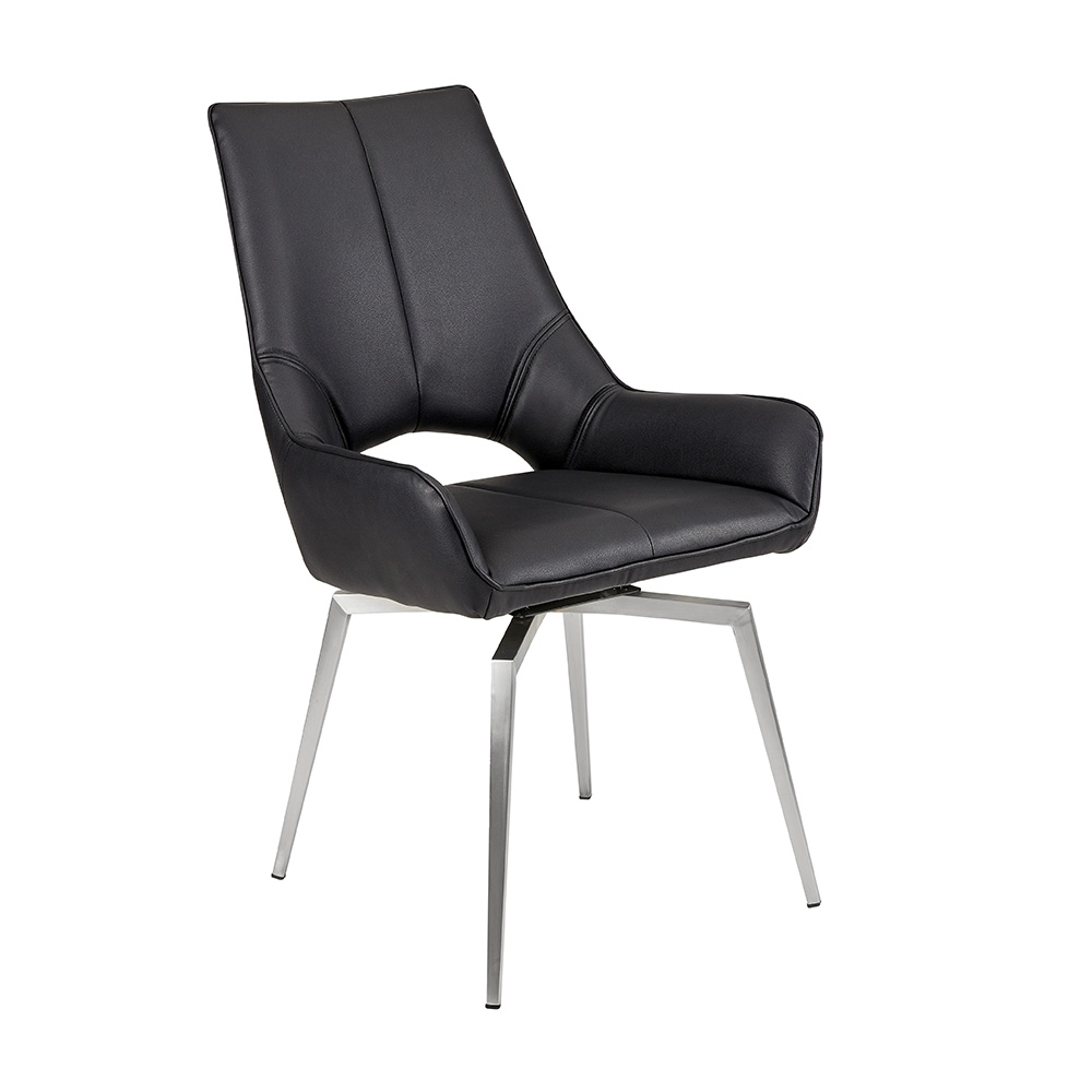 Bromley Swivel Dining Chair - BLACK LEATHERETTE