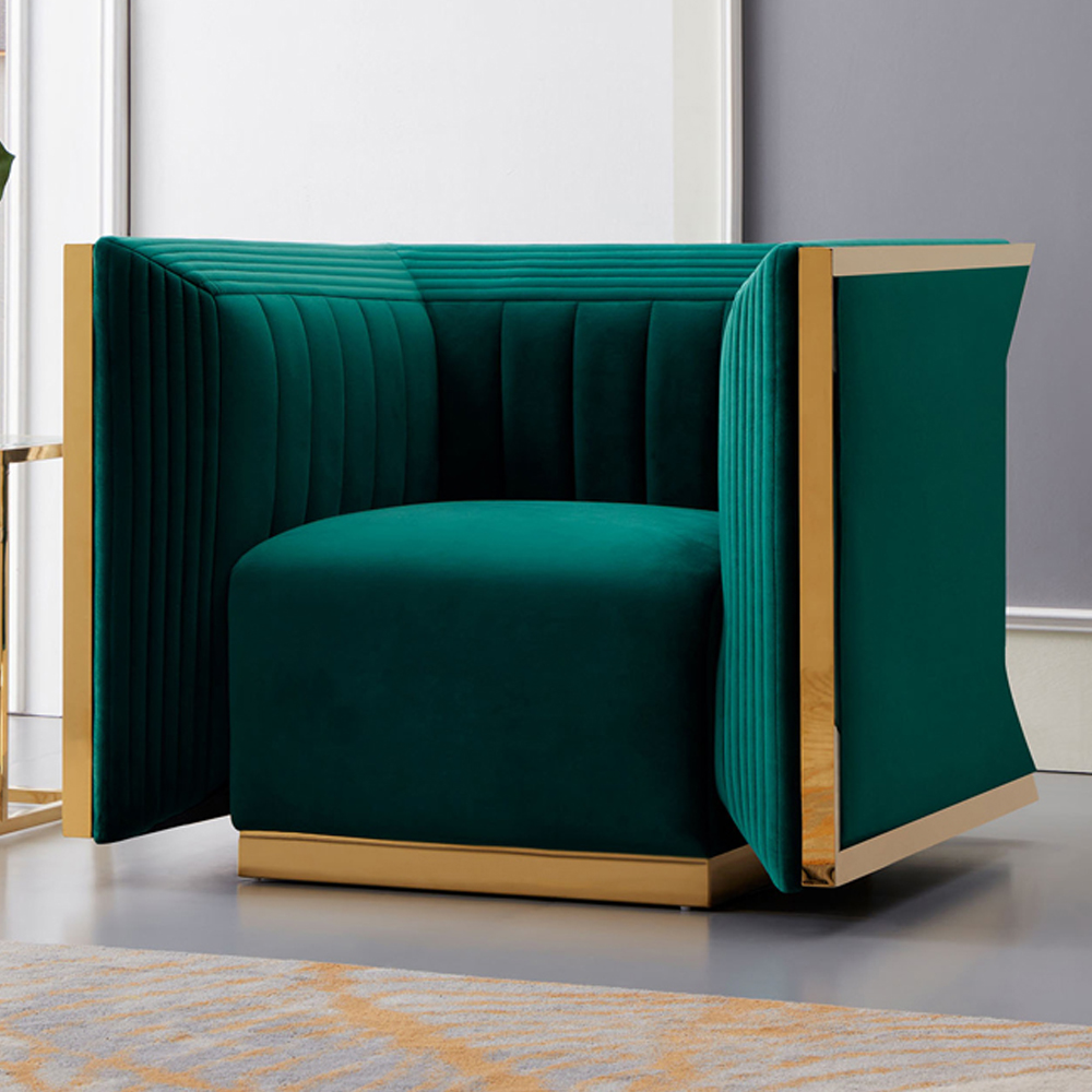 Amsterdam Chair: Green Emerald Velvet