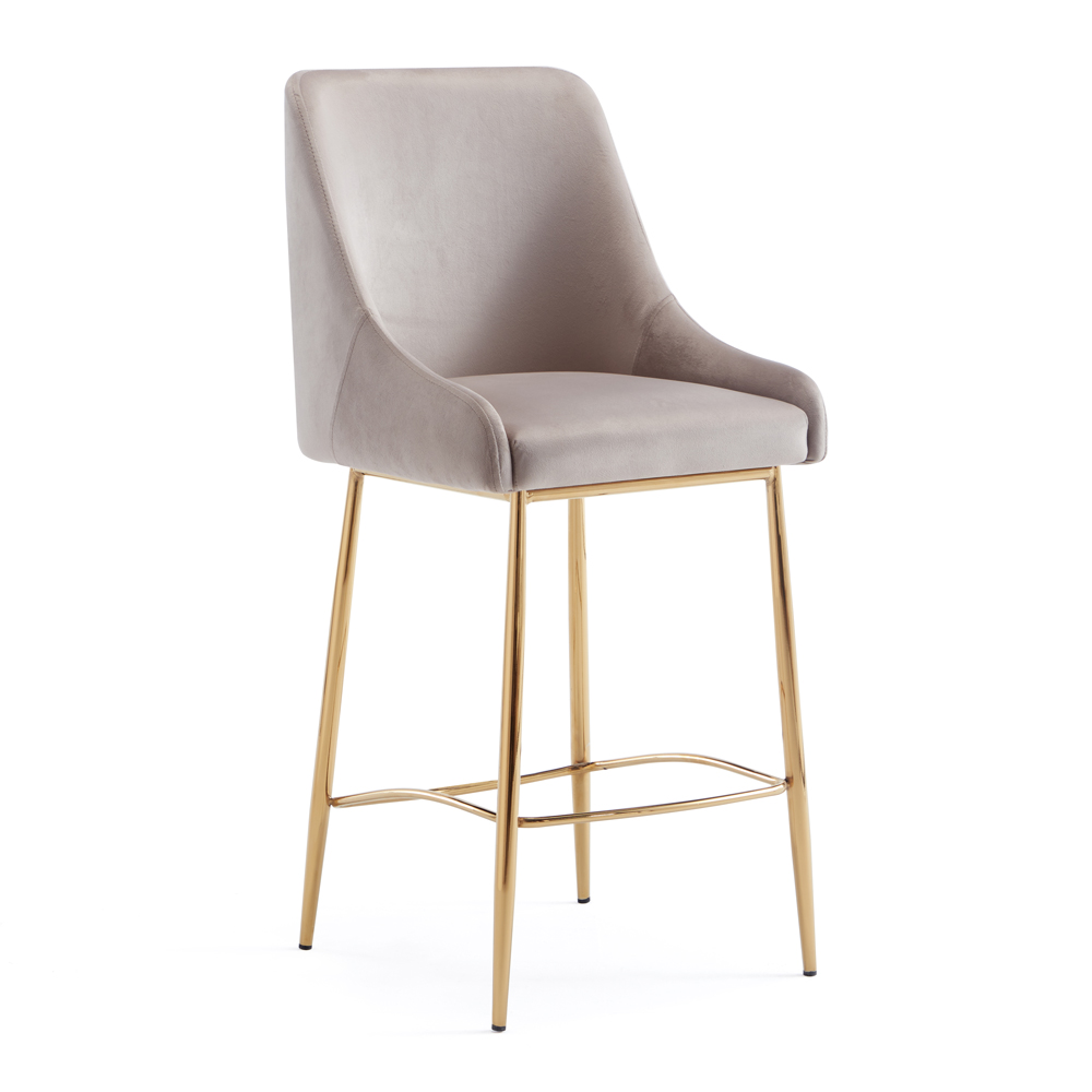 Victoria Gold Counter Stool: Taupe Velvet 