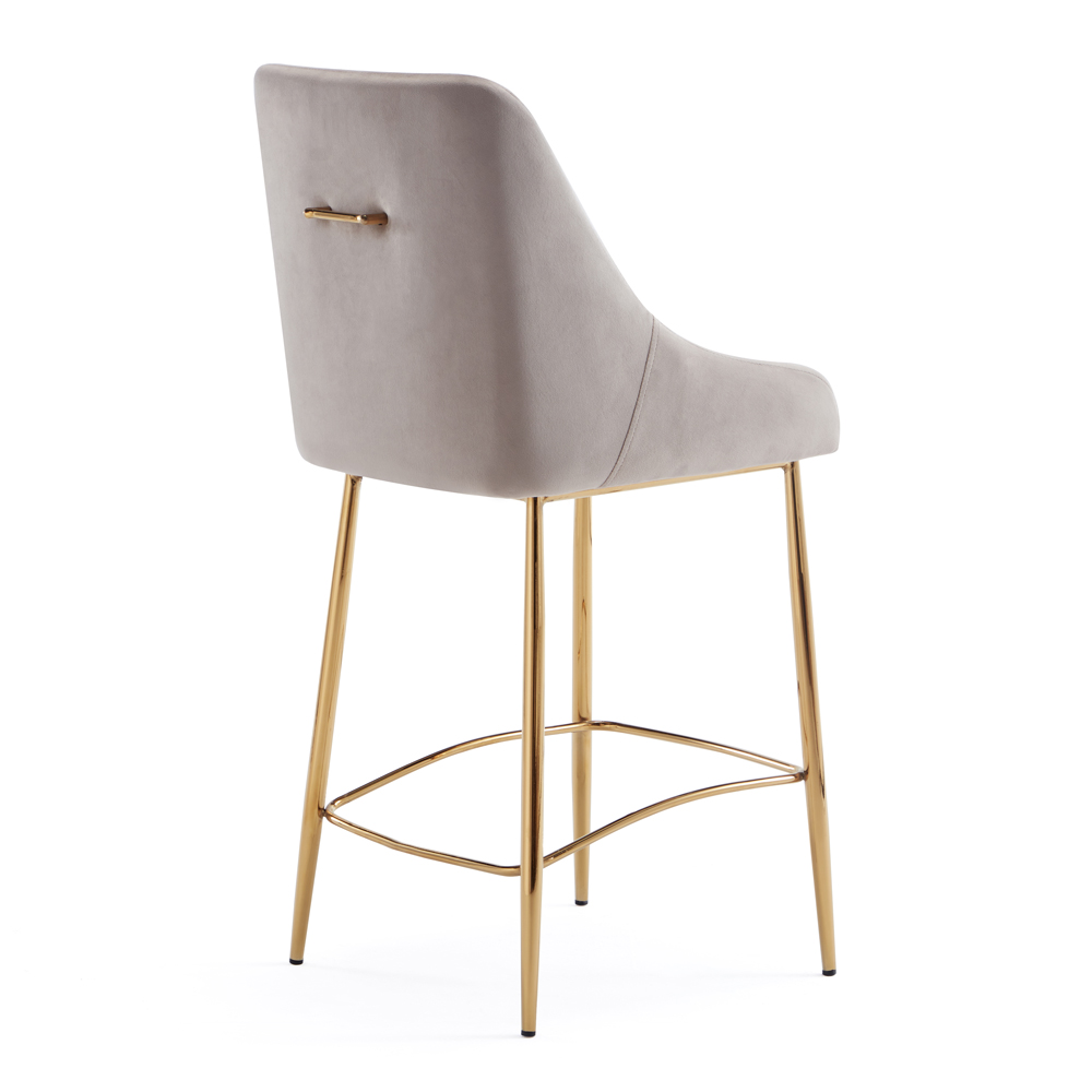 Victoria Gold Counter Stool: Taupe Velvet 