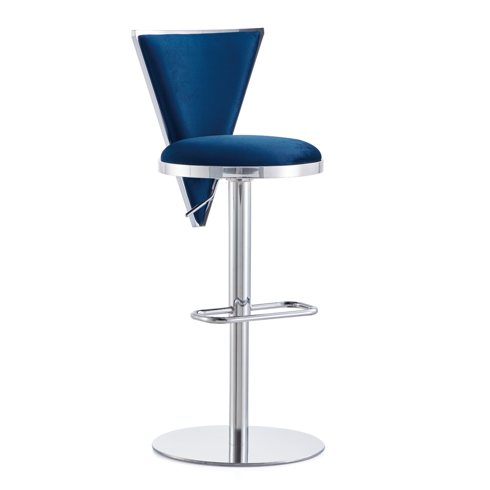 Turin Adjustable Bar Stool: Blue Velvet 