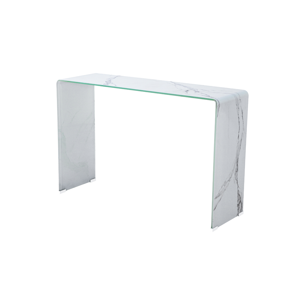 Marble Look Bent Glass Console Table