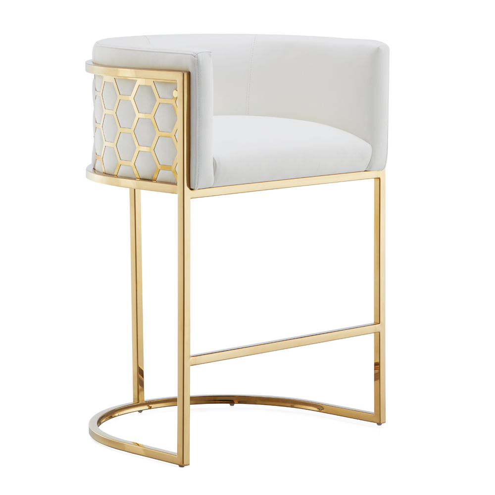 Honeycomb Counter Chair: White Leatherette