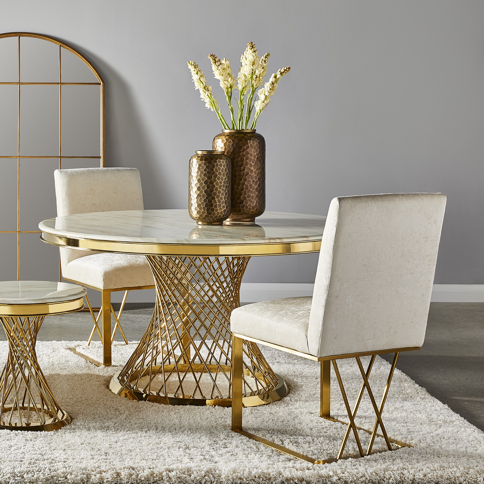 Martini Gold Dining Chair: Ivory Linen