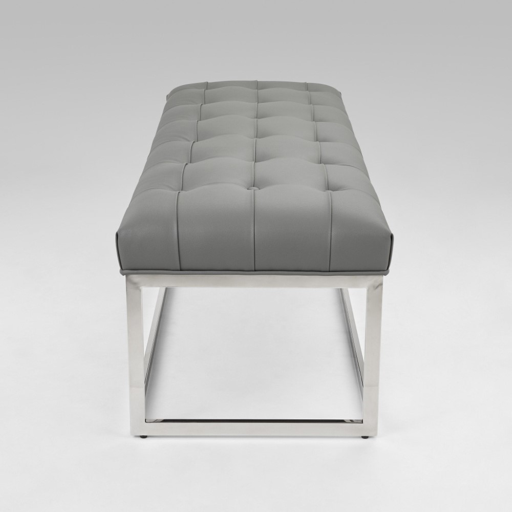 Modern Bench: Grey Leatherette