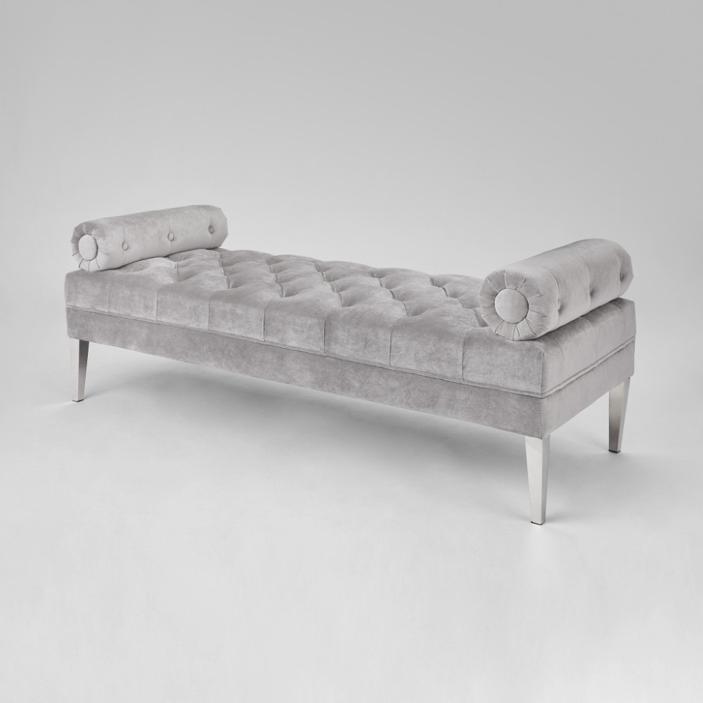 Prado Bench: Grey Velvet